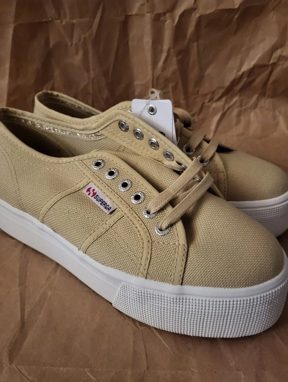 Superga Canvas Platform Sneakers with White Sole